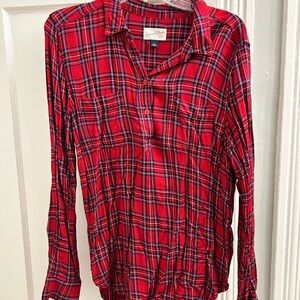 Red Plaid Shirt/Blouse